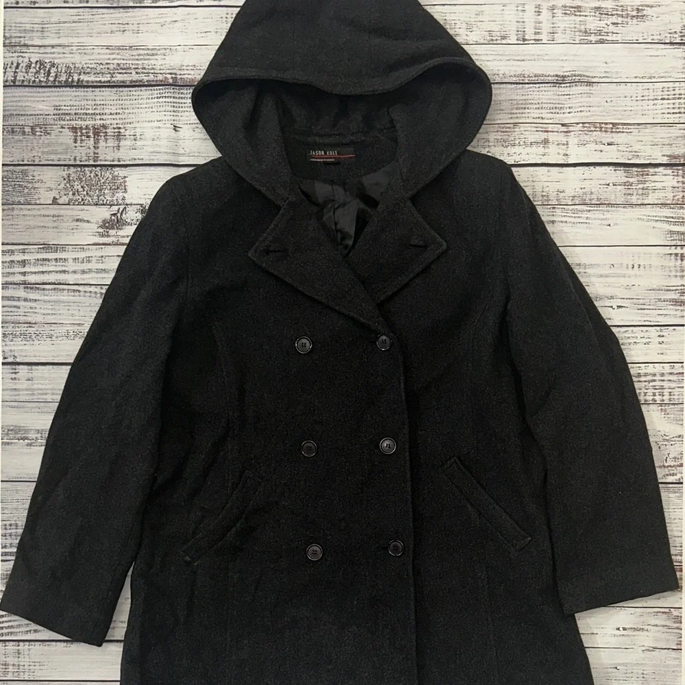 Jason Kole Charcoal Hooded Pea Coat Sz. 14